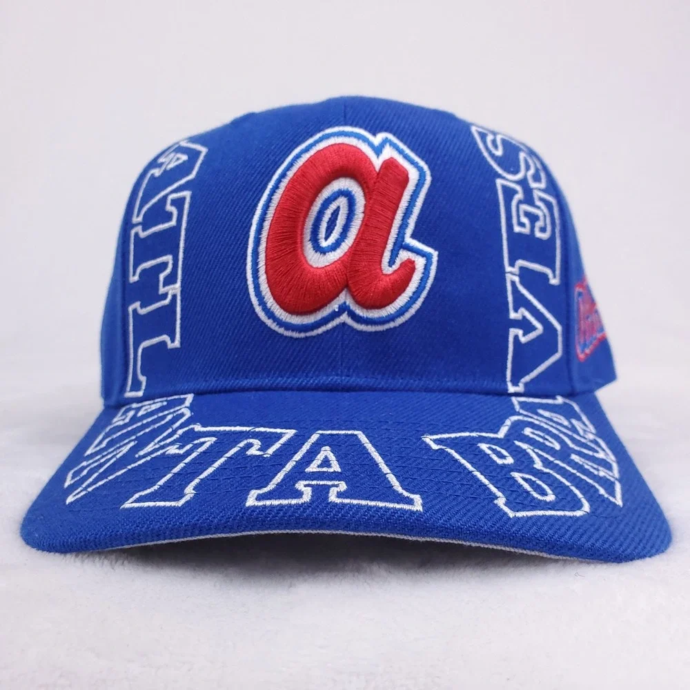 Atlanta‎ Braves Mitchell & Ness MLB Pro Fit Snapback Cap Hat 3D Logo Blue NWT